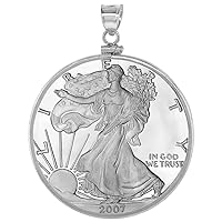 Gold Filled & Sterling Silver SILVER EAGLE Bezel 40.7 mm Screw Top Coin Edge One oz Coin NOT Included