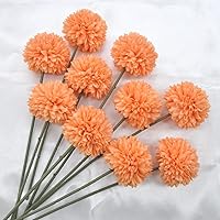 Artificial Flowers Chrysanthemum Ball Flowers 10pcs Bouquet Present for Important People Glorious Moral for Home Office Coffee House Deco Parties and Wedding(Orange)