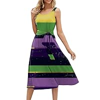 Clearance Dresses for Women 2024 Trendy Summer Beach Cotton Sleeveless Tank Dress Wrap Knot Dressy Casual Sundress with Pocket Today Deals(5-Dark Purple,XX-Large)