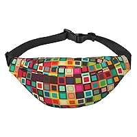 Colorful Squares Fanny Pack for Men Women Crossbody Bags Fashion Waist Bag Chest Bag Adjustable Belt Bag