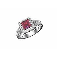 Princess Cut Ruby And Natural Diamond Ring For Women And Girls 2 Carats Ruby Ring