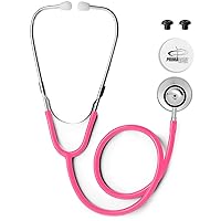 DS-9290-PK Adult Size 22 Inch Stethoscope for Diagnostics and Screening Instruments, Lightweight and Aluminum Double Head Flexible Stethoscope, Pink