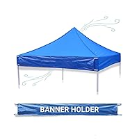 10 x 10 ft Pop Up Shade Shelter Replacement Canopy Royal Blue Top Air Vent | Stand Out with Detachable Sign Display Panel (Top Only)