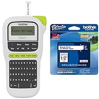 Brother P-Touch, PTH110, Easy Portable Label Maker, Lightweight, QWERTY Keyboard, One-Touch Keys, White Genuine P-Touch TZE-231 Tape, 1/2