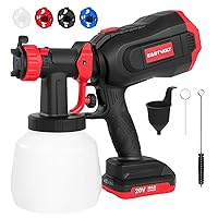 Cordless Paint Sprayer, 20V Brushless HVLP Spray Gun, 4 Nozzles, 3 Spray Patterns with 1200ml Container, Viscosity Measuring Cup and Cleaning Set, Easy to Spray and Clean for Home Painting