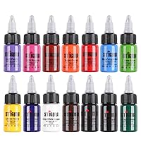 STIGMA Professional Tattoo Ink Color Set 14 Colors with 15 ml 1/2oz per Bottle Tattoo Ink Set for Tattoo Artist and Beginners Tattoo Supplies TI4003-15-14