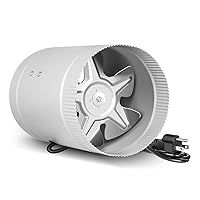 iPower 6 Inch Inline Booster Fan 174 CFM with Low Noise, Duct Exhaust HVAC Vent Blower in Grow Tent, Basements, Bathrooms and Kitchens, Silver