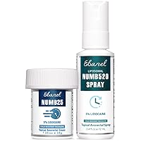 Ebanel Bundle of Lidocaine Numbing Spray, and Topical Numbing Cream 1 Oz