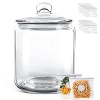 Masthome Large Glass Jar,1 Gallon Glass Jar with Lid, Airtight,Dishwasher Safe,Wide Mouth Glass Storage Canister for Pasta,Flour,Nuts,Cookies,& More-Send 15 Food Storage Bags