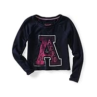 Aeropostale Womens Athletic Cropped Knit Sweater, Blue