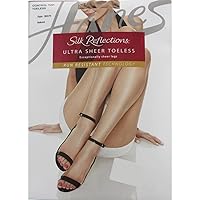Hanes Silk Reflections Women's Lasting Sheer Control Top Toeless Pantyhose, Natural, A/B
