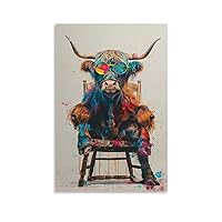 Mifo Highland Cow Funny Creative Art Poster 10 Modern Home Living Room HD Picture Printing Decoration Gift. Unframe-style, 20x30inch(50x75cm)