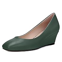 Women's Wedge Low Heels Square Toe Slip-on Comfortable Dress Pumps Shoes