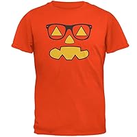 Pumpkin Face with Sunglasses Orange T-Shirt - Small