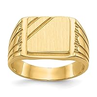 Jewels By Lux Monogram Initial Engravable Custom Personalized Polished For Men or Women 14K Yellow Gold 11.5x11mm Open Back Mens Signet Band Ring