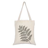 NOVICA Handmade Embroidered Cotton Shoulder Bag Sage Fern Pattern from India Handbags Ivory Green Shopping Tote Leaf Tree Embellished 'Ferny Frond in Sage'