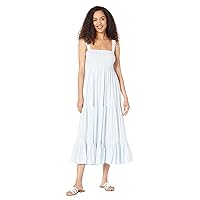 Tommy Hilfiger Women's Tiered Striped Maxi Dress Casual, Blue/White