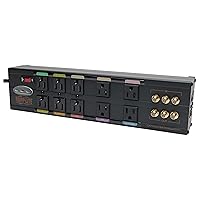Tripp Lite Isobar 10 Outlet Audio/Video Surge Protector Tel/Modem/Coax/Network 8ft Cord Right Angle Plug, & $500,000 Insurance (HT10DBS) Black