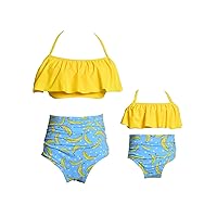 GRASWE Mommy and Me Swimsuits Family Matching Swimwear Girls Bathing Suit Two Piece Ruffle Falbala Bikini Set