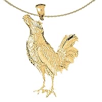 Jewels Obsession Silver Bird Necklace | 14K Yellow Gold-plated 925 Silver Rooster Pendant with 18