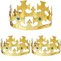 Plastic Jeweled King's Crown (gold) Party Accessory (1 count) (1/Pkg)