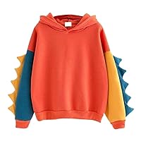 Hoodies for Women Teen Girls Cute Dinosaur Patchwork Sweatshirts Long Sleeve Hoodie Tops Casual Pullover Tops