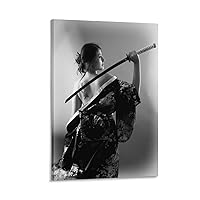 Japanese Geisha Woman Wall Art Samurai Tattoo Poster Sexy Asian Girl Poster (12) Canvas Painting Posters And Prints Wall Art Pictures for Living Room Bedroom Decor 16x24inch(40x60cm) Frame-style