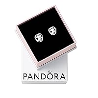 PANDORA April Clear Eternity Circle Stud Earrings - Sterling Silver Birthstone Earrings with Man-Made Stones for Women - Gift for Her - With Gift Box