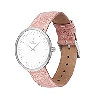 Nordgreen Infinity Scandinavian Silver Women's Watch Watch Analog 32mm (Small Face) with Pink Leather Strap