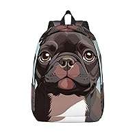 Canvas Backpack for Men Women Laptop Backpack French Bulldog Dog Cute Travel Rucksack Lightweight Canvas Daypack