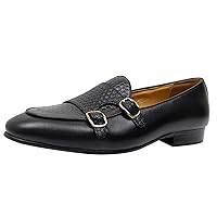 Men's Loafers Slip On Dress Casual Genuine Leather Monk Strap Loafers Fashion Formal Tuxedo Shoes for Men