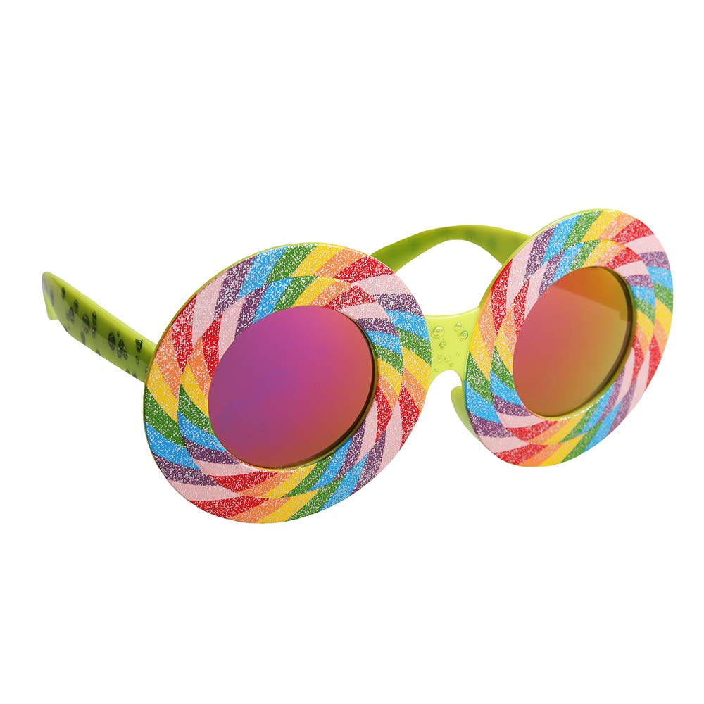 Sun-Staches Lollipop Themed Rainbow Sunglasses, UV400, Costume Party Mask Fun Shades