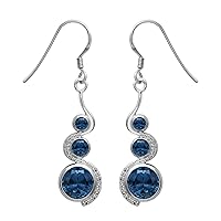 Multi Choice Three Round Shape Gemstone 925 Sterling Silver Dangle Drop Earring