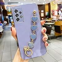 Electroplated Love Heart Bracelet Phone Case for Samsung Galaxy A52S A32 A22 A12 A52 A72 A51 A71 A50 A21S A30S A10S A20S Cover,Style 3,for Samsung A32 (5G)