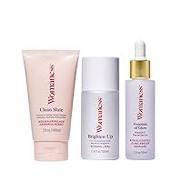 Womaness Good Morning Routine - Clean Slate Cream Cleanser (5oz) + Brighten Up 2-in-1 Exfoliating Toner (3.4oz) + Fountain Of Glow Vitamin C Face Serum (50ml) - 3 Product