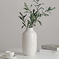 White Ceramic Vase for Home Decor Flower Vase for Centerpieces, Modern Decor Vases for Living Room/Bookshelf/Mantel/Home Decor Accents -10.6