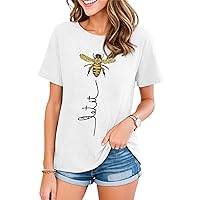 Women's Sunflower T Shirt Cute Flower Graphic Tees Crew Neck Short Sleeve Casual Tops