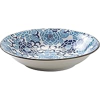 MINORU TOUKI Medium Plate Royal Blue Winter Peony 20.5 cm Diameter Coop Dishes φ8.2×H1.8in