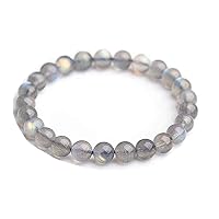 8mm Natural Colorful Light Labradorite Crystal Round Beads Women Men Bracelet Jewelry AAAA