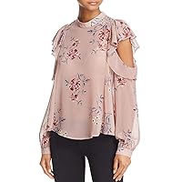 ASTR The Label Women's Chantelle Cold Shoulder Print Woven Top, Mauve Multi Floral, Large