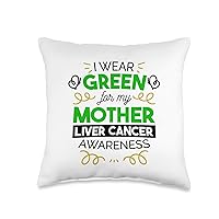 I Wear Green for My Mother, Liver Cancer Awareness Support Throw Pillow, 16x16, Multicolor