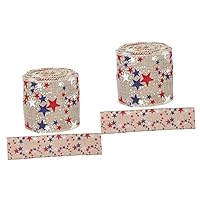 BESTOYARD 4 Rolls Red White Blue Ribbon Polyester Ribbons Grosgrain Ribbons Star Wired Ribbons Fourth of July Ribbons Blue red White Patriotic Ribbon Holiday Ribbons Gift Box Fabric Burlap