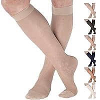 ABSOLUTE SUPPORT Sheer Compression Socks 15-20mmHg for Women, Varicose Veins Support, Made in USA - A101VV