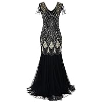 Womens Sparkly Sequin Bodycon Dress Short Sleeve Scoop Neck Maxi Dresses Bridesmaid Cocktail Party Dress Evening Gown