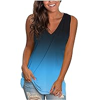 Sleeveless Vest for Women Summer Fall Vneck Gradient Loose Fit Long Cami Tank Top Vest Women 2024 Fashion Y2K