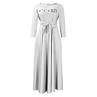 Womens Loose Crew Neck Dresses Swing Fitted Dress Summer Simple Midi Dress Plus Size