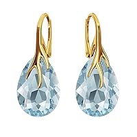 Gold-plated 24K 925-sterling silver earrings with crystals from Swarovski® - Claws Pear - Many colors - Earrings - Jewelry for women with a gift box