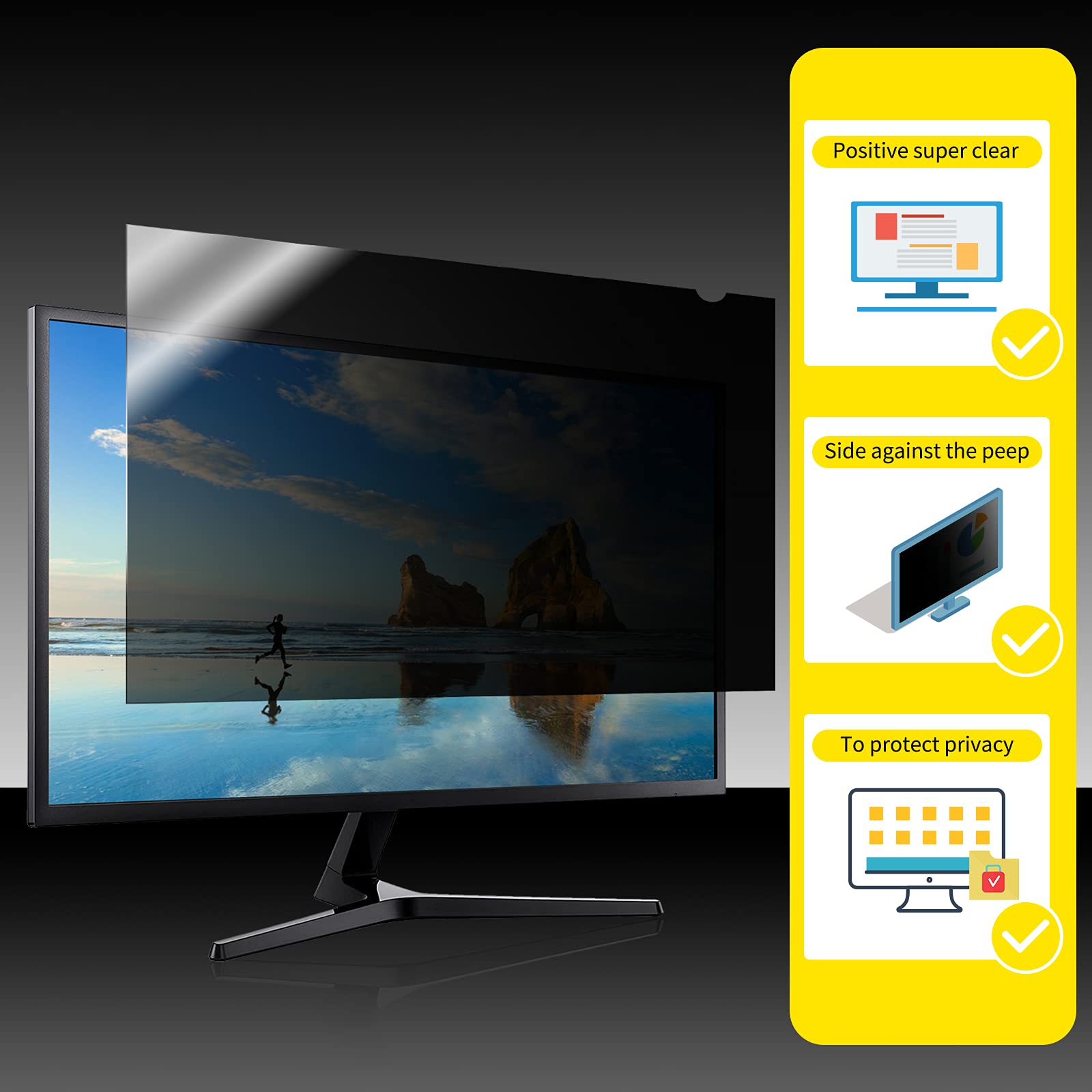 22 Inch Privacy Screen Filter for Widescreen Monitor (16:10 Aspect Ratio) - Please Measure Carefully