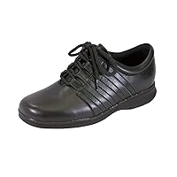 Lara Women's Wide Width Leather Side Stitched Stripes Oxford Lace-Up Shoes