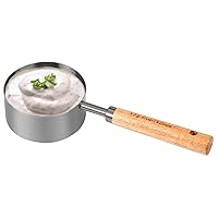 Malmo Measuring Cup with Wooden Handle, 1/2 Cup Titanium-plating 125 Ml Stainless Steel, Space Gray